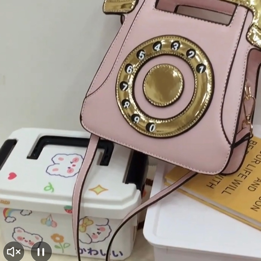 Pink and Gold Telephone Handbag